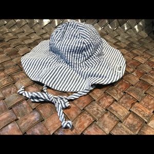Blue & White Seersucker Sun Hat for toddler girl